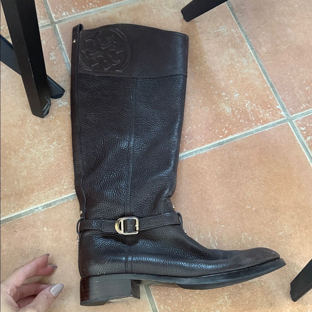 Tory Burch Dark Brown Leather Winter Boots size 7.5b